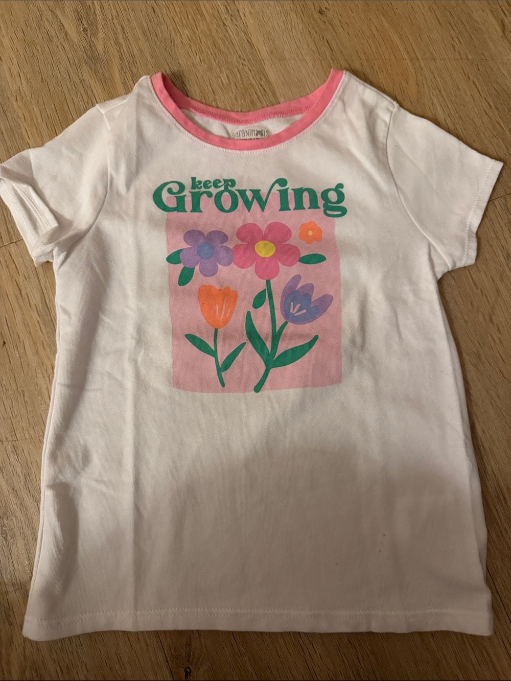 Garanimals White Tee with Pink Collar & Colorful Flower Graphic